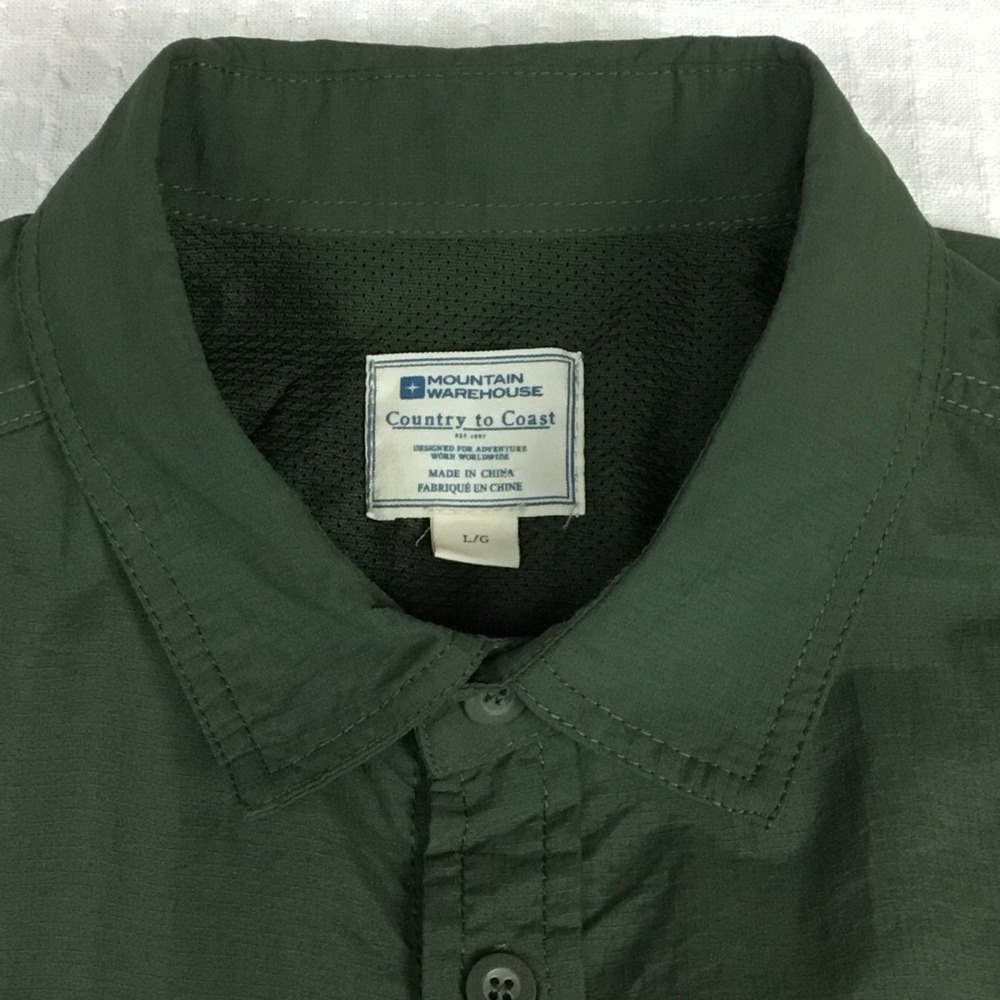 Mountain Warehouse Mens Country to Coast Hiking Shirt Green Long Sleeve Size L